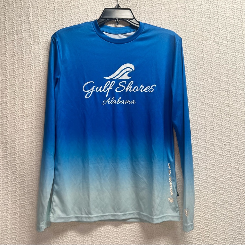banana boat / blue tie dye upf 50+ long sleeve tee size large